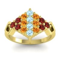Aquamarine Fashion Ring In 18k Yellow Gold With Citrine And Garnet – Hira Simple Ring