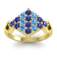 Blue Sapphire Fashion Ring In 14k Yellow Gold With Swiss Blue Topaz – Hira Simple Ring