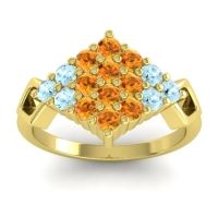 Citrine Fashion Ring In 18k Yellow Gold With Aquamarine – Hira Simple Ring