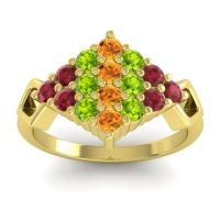 Citrine Fashion Ring In 14k Yellow Gold With Peridot And Ruby – Hira Simple Ring
