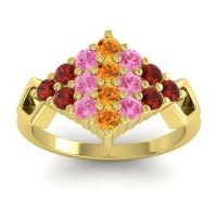 Citrine Fashion Ring In 18k Yellow Gold With Pink Tourmaline And Garnet – Hira Simple Ring