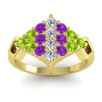 Diamond Fashion Ring In 14k Yellow Gold With Amethyst And Peridot – Hira Simple Ring