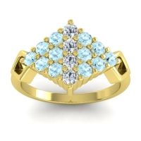 Lab Diamond Fashion Ring In 14k Yellow Gold With Aquamarine – Hira Simple Ring