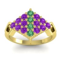 Emerald Fashion Ring In 14k Yellow Gold With Amethyst – Hira Simple Ring