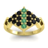Emerald Fashion Ring In 14k Yellow Gold With Black Onyx – Hira Simple Ring