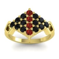 Garnet Fashion Ring In 18k Yellow Gold With Black Onyx – Hira Simple Ring