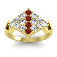 Garnet Fashion Ring In 14k Yellow Gold With Lab Diamond – Hira Simple Ring