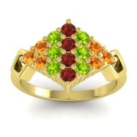 Garnet Fashion Ring In 18k Yellow Gold With Peridot And Citrine – Hira Simple Ring