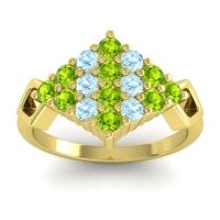 Peridot Fashion Ring In 18k Yellow Gold With Aquamarine – Hira Simple Ring