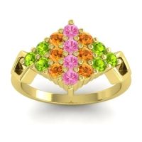 Pink Tourmaline Fashion Ring In 18k Yellow Gold With Citrine And Peridot – Hira Simple Ring