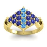 Swiss Blue Topaz Fashion Ring In 14k Yellow Gold With Blue Sapphire – Hira Simple Ring