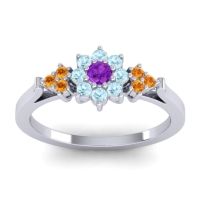 Amethyst Fashion Ring In Palladium With Aquamarine And Citrine – Zepala Simple Ring