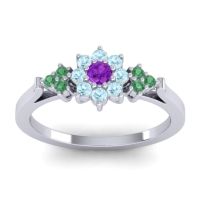 Amethyst Fashion Ring In Platinum With Aquamarine And Emerald – Zepala Simple Ring