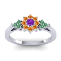 Amethyst Fashion Ring In Platinum With Citrine And Emerald – Zepala Simple Ring