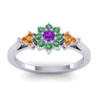 Amethyst Fashion Ring In Palladium With Emerald And Citrine – Zepala Simple Ring