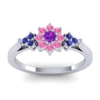 Amethyst Fashion Ring In Palladium With Pink Tourmaline And Blue Sapphire – Zepala Simple Ring