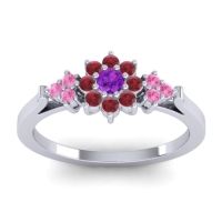 Amethyst Fashion Ring In Palladium With Ruby And Pink Tourmaline – Zepala Simple Ring
