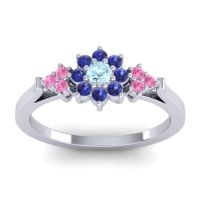Aquamarine Fashion Ring In Palladium With Blue Sapphire And Pink Tourmaline – Zepala Simple Ring