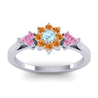 Aquamarine Fashion Ring In Palladium With Citrine And Pink Tourmaline – Zepala Simple Ring
