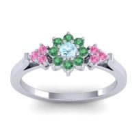 Aquamarine Fashion Ring In Palladium With Emerald And Pink Tourmaline – Zepala Simple Ring