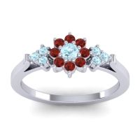 Aquamarine Fashion Ring In Palladium With Garnet – Zepala Simple Ring