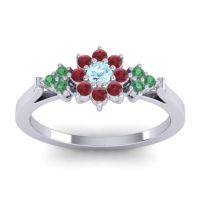 Aquamarine Fashion Ring In Palladium With Ruby And Emerald – Zepala Simple Ring
