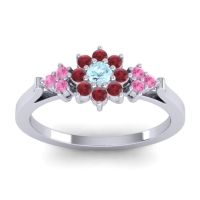Aquamarine Fashion Ring In Platinum With Ruby And Pink Tourmaline – Zepala Simple Ring