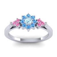 Aquamarine Fashion Ring In Palladium With Swiss Blue Topaz And Pink Tourmaline – Zepala Simple Ring