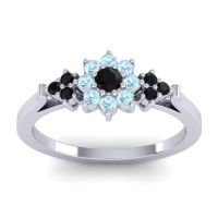 Black Onyx Fashion Ring In Palladium With Aquamarine – Zepala Simple Ring