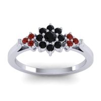 Black Onyx Fashion Ring In Palladium With Garnet – Zepala Simple Ring