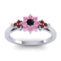 Black Onyx Fashion Ring In Palladium With Pink Tourmaline And Garnet – Zepala Simple Ring