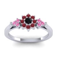 Black Onyx Fashion Ring In Palladium With Ruby And Pink Tourmaline – Zepala Simple Ring