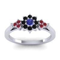 Blue Sapphire Fashion Ring In Palladium With Black Onyx And Ruby – Zepala Simple Ring