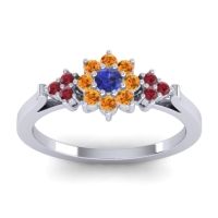 Blue Sapphire Fashion Ring In Palladium With Citrine And Ruby – Zepala Simple Ring