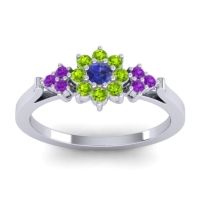 Blue Sapphire Fashion Ring In Palladium With Peridot And Amethyst – Zepala Simple Ring