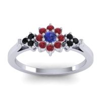 Blue Sapphire Fashion Ring In Platinum With Ruby And Black Onyx – Zepala Simple Ring