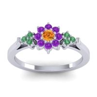 Citrine Fashion Ring In Palladium With Amethyst And Emerald – Zepala Simple Ring