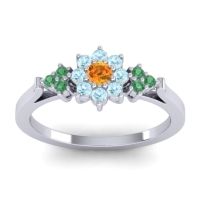 Citrine Fashion Ring In Palladium With Aquamarine And Emerald – Zepala Simple Ring