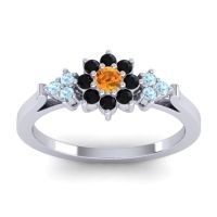 Citrine Fashion Ring In Palladium With Black Onyx And Aquamarine – Zepala Simple Ring