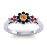 Citrine Fashion Ring In Palladium With Black Onyx And Ruby – Zepala Simple Ring