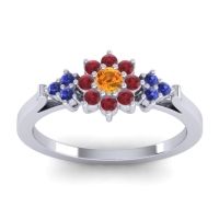 Citrine Fashion Ring In Palladium With Ruby And Blue Sapphire – Zepala Simple Ring