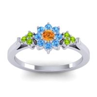 Citrine Fashion Ring In Palladium With Swiss Blue Topaz And Peridot – Zepala Simple Ring