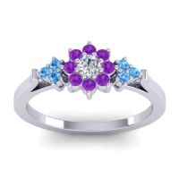 Diamond Fashion Ring In Platinum With Amethyst And Swiss Blue Topaz – Zepala Simple Ring