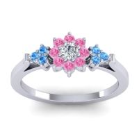 Lab Diamond Fashion Ring In Palladium With Pink Tourmaline And Swiss Blue Topaz – Zepala Simple Ring