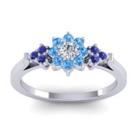 Lab Diamond Fashion Ring In Palladium With Swiss Blue Topaz And Blue Sapphire – Zepala Simple Ring