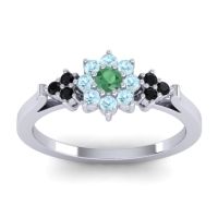 Emerald Fashion Ring In Palladium With Aquamarine And Black Onyx – Zepala Simple Ring
