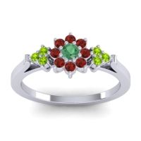 Emerald Fashion Ring In Platinum With Garnet And Peridot – Zepala Simple Ring
