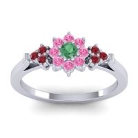 Emerald Fashion Ring In Palladium With Pink Tourmaline And Ruby – Zepala Simple Ring
