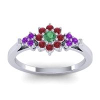 Emerald Fashion Ring In Palladium With Ruby And Amethyst – Zepala Simple Ring