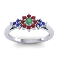Emerald Fashion Ring In Platinum With Ruby And Blue Sapphire – Zepala Simple Ring